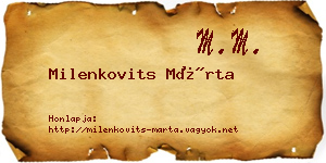 Milenkovits Márta névjegykártya